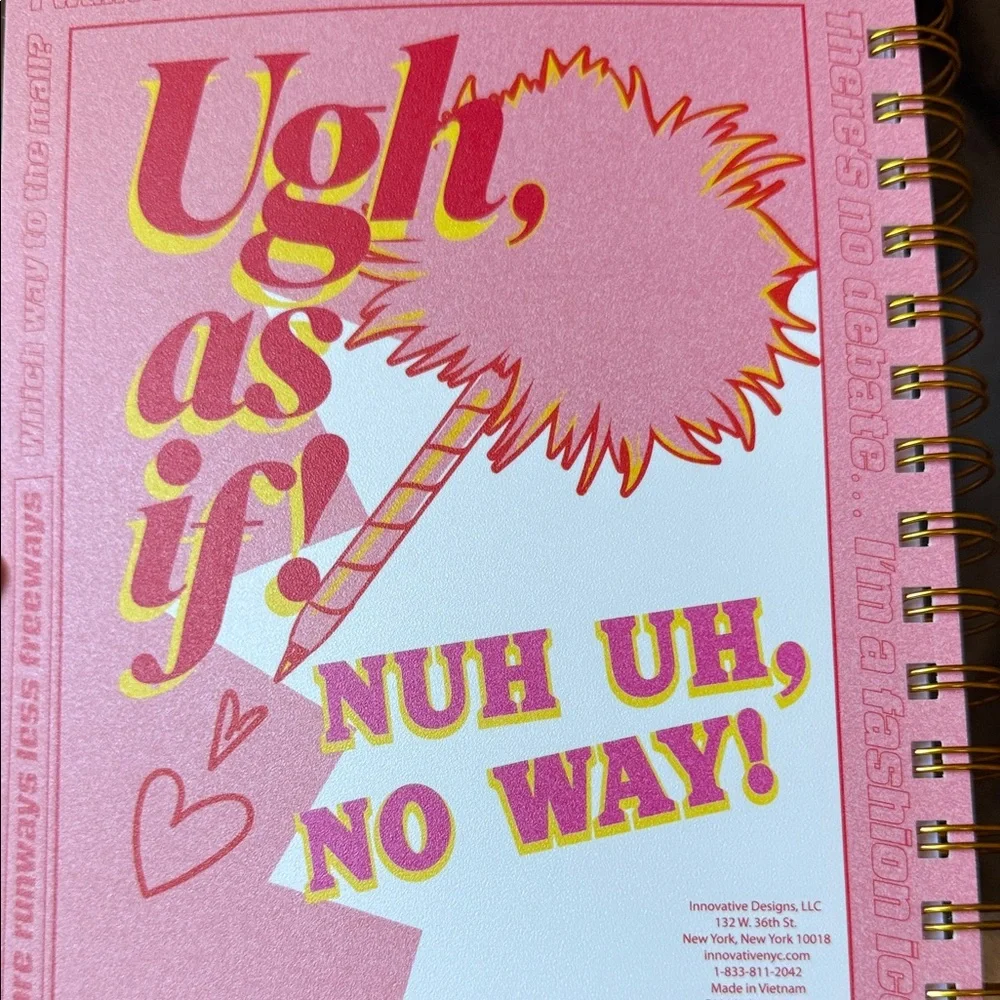 2 Clueless Pink Journals Set- 30th Anniversary! BONUS FUZZY PEN like Cher used!